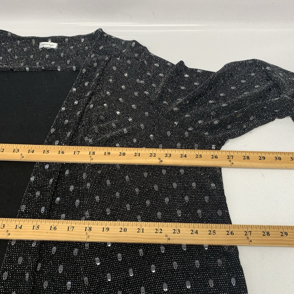 Avenue  Sequin Metallic Open Front Cardigan Women 22/24 Silver Black Sparkly - Picture 7 of 11